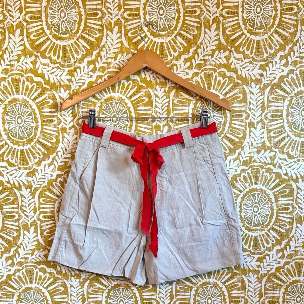 NWOT Free People Perfect Prep Linen Blend Trouser Shorts in Light Sand Sz 2